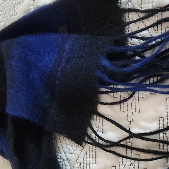 COMME CA MEN Blue and Black Plaid Scarf - Picture 5 of 8